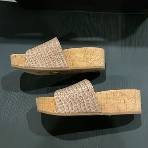 Dolce Vita Croc-Embossed Cork Platform Slides | Size 6